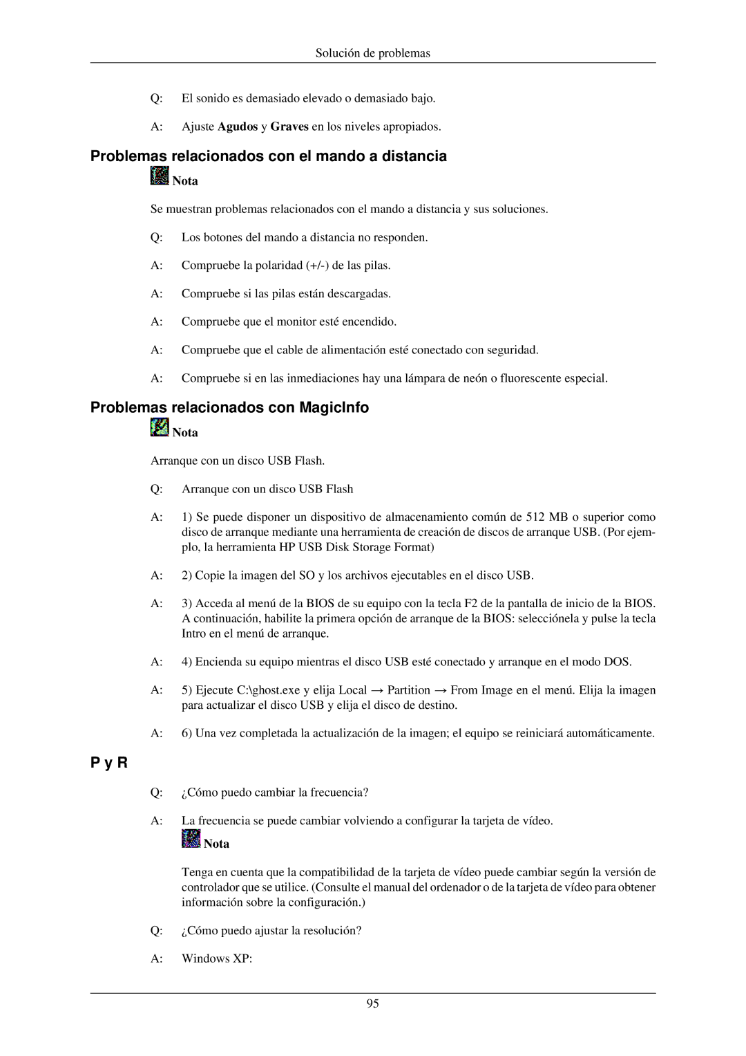 Samsung LH40TCUMBG/EN, LH46TCUMBC/EN Problemas relacionados con el mando a distancia, Problemas relacionados con MagicInfo 