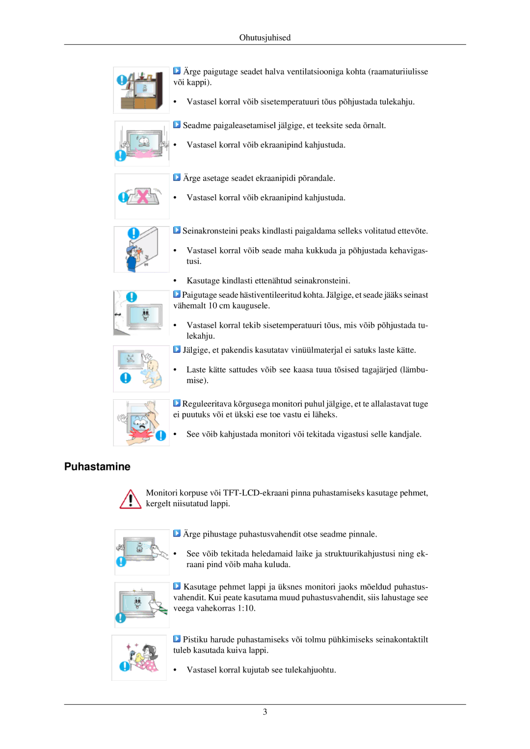 Samsung LH40TCUMBG/EN manual Puhastamine 