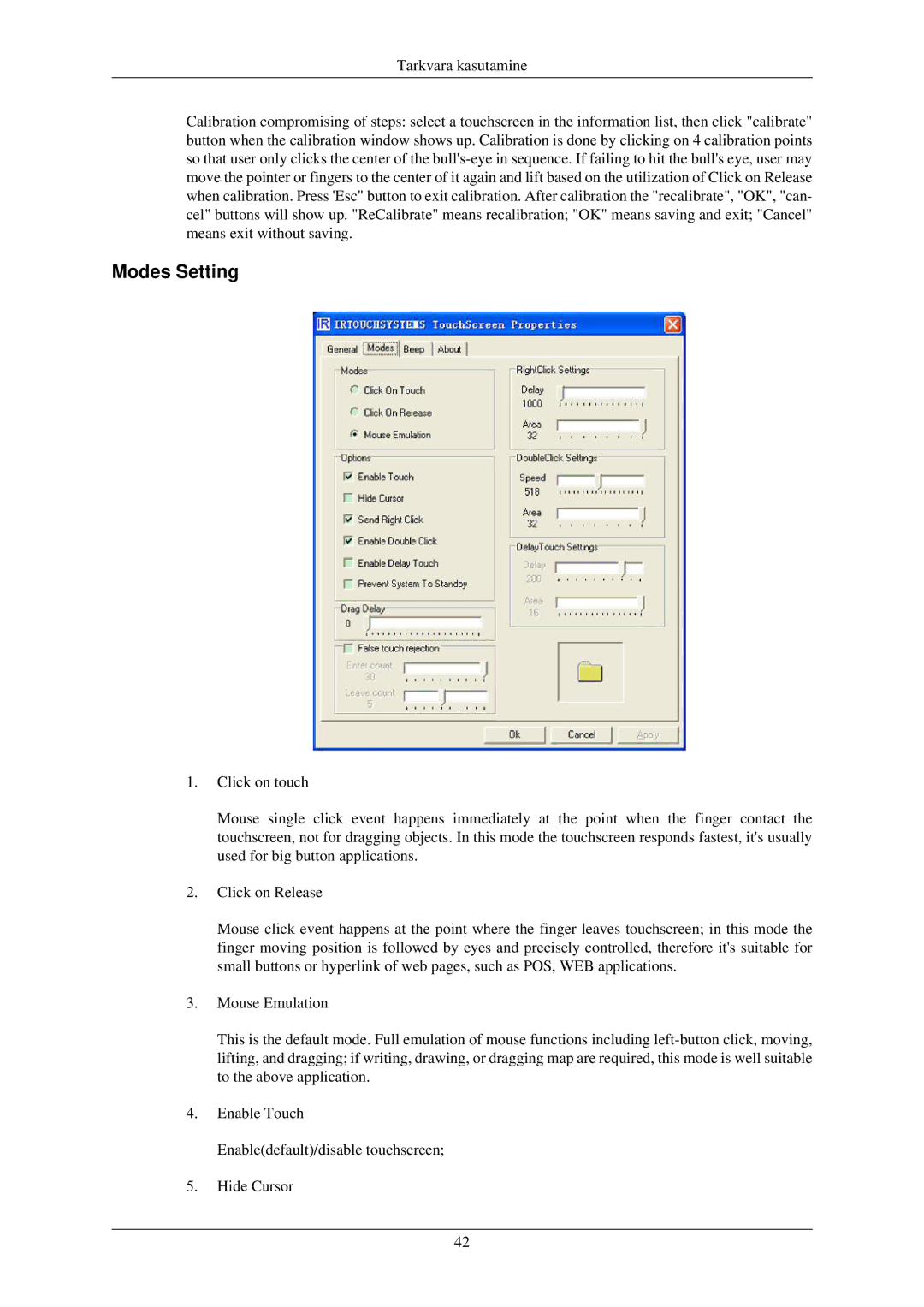 Samsung LH40TCUMBG/EN manual Modes Setting 