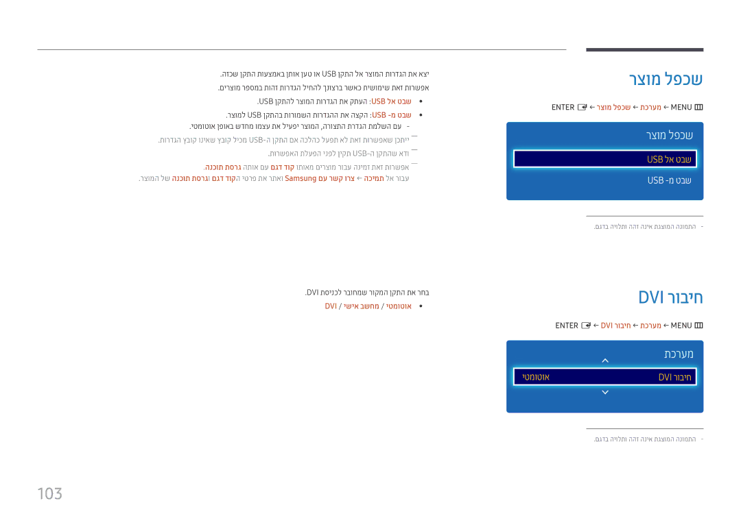 Samsung LH43DCJPLGC/CH, LH43DCJPLGC/EN, LH49DCHPLGC/EN, LH49DCJPLGC/CH, LH49DCHPLGC/CH רצומ לפכש, Dvi רוביח, 103, Usb -מ טבש 