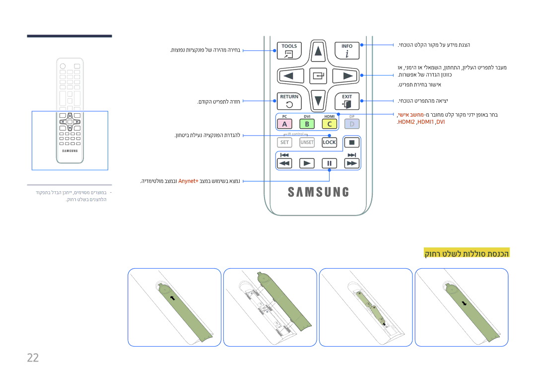 Samsung LH49DCJPLGC/CH, LH43DCJPLGC/EN, LH49DCHPLGC/EN, LH43DCJPLGC/CH, LH49DCHPLGC/CH manual קוחר טלשל תוללוס תסנכה 