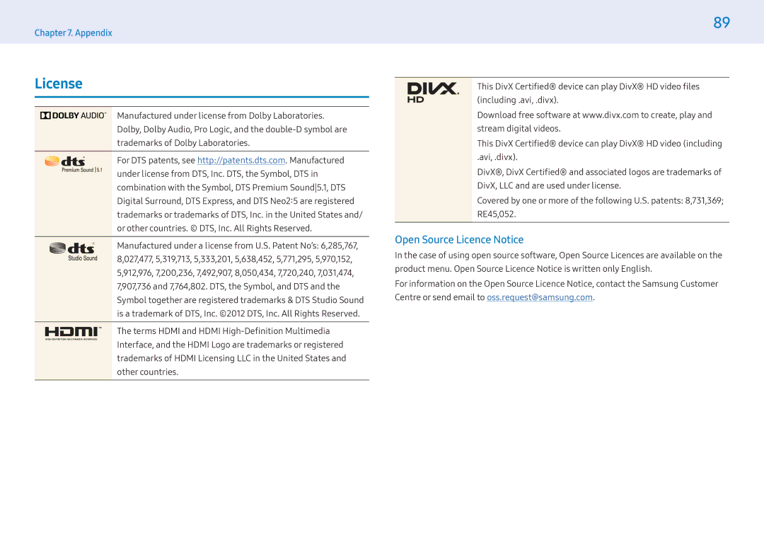 Samsung LH32PMFXTBC/EN, LH43PMFXTBC/EN, LH55PMFXTBC/EN manual License, Open Source Licence Notice 