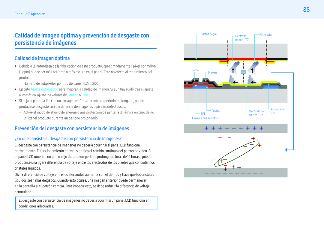 Samsung LH55PMFXTBC/EN, LH43PMFXTBC/EN manual Calidad de imagen óptima, Prevención del desgaste con persistencia de imágenes 