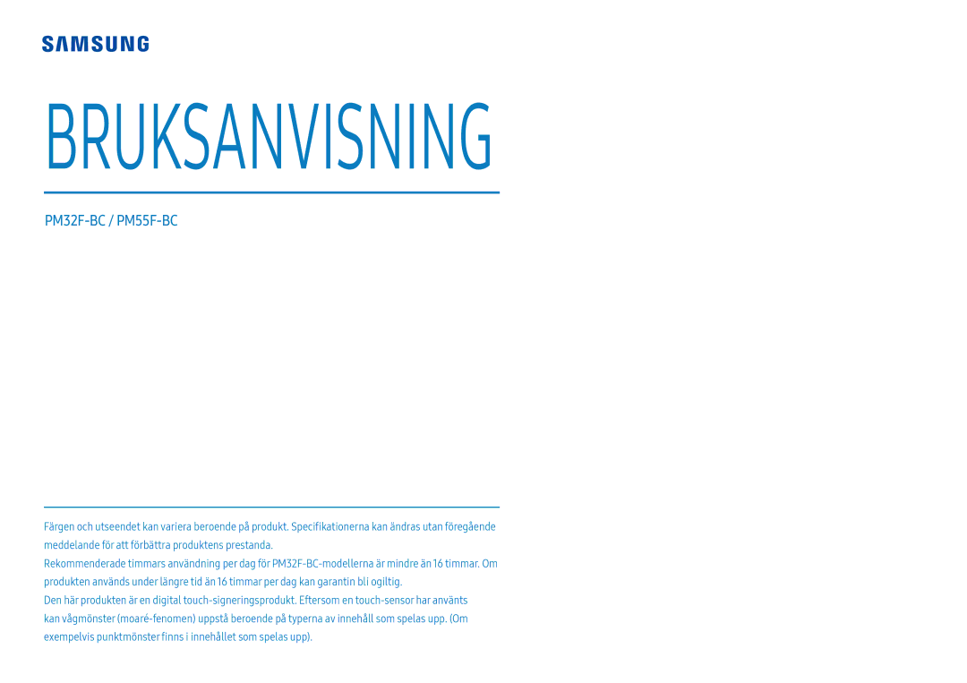 Samsung LH55PMFXTBC/EN, LH43PMFXTBC/EN, LH32PMFXTBC/EN manual Bruksanvisning 