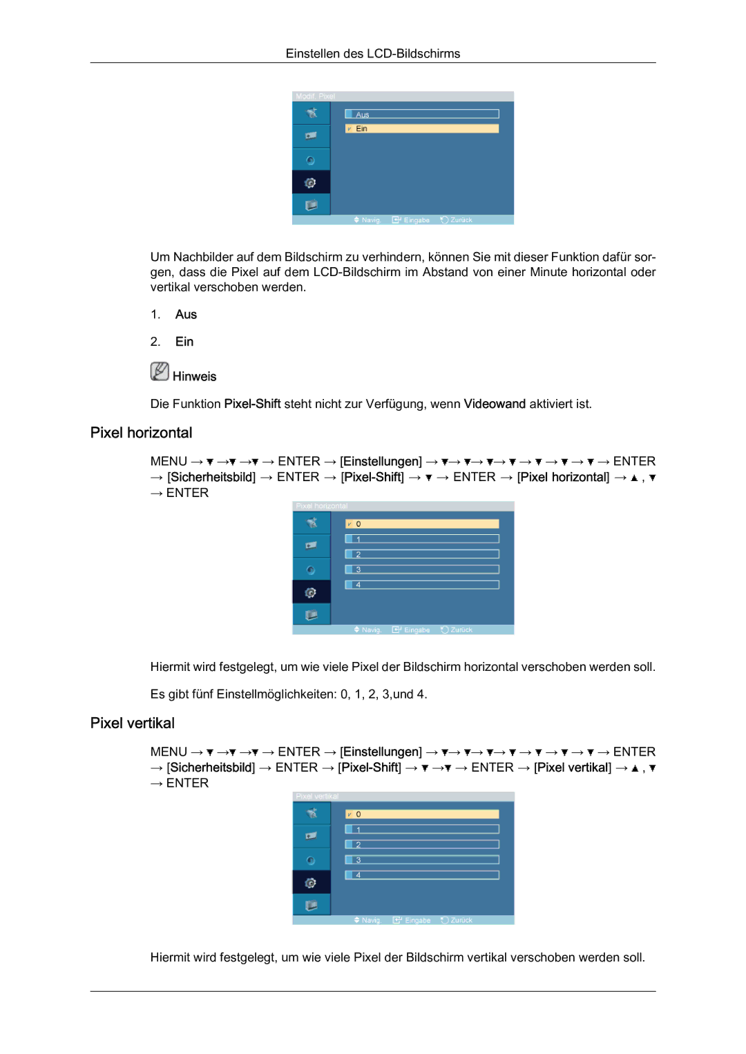 Samsung LH46BLTQWC/EN manual Pixel horizontal, Pixel vertikal 