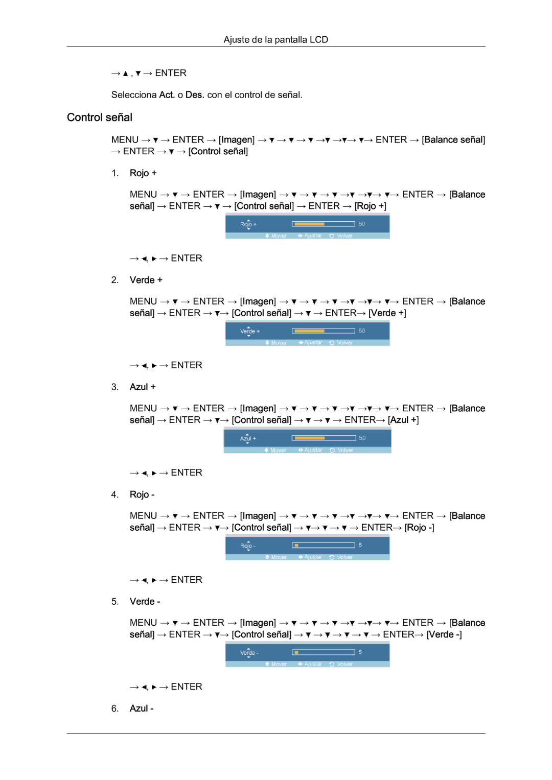 Samsung LH46BLTQWC/EN manual Control señal 