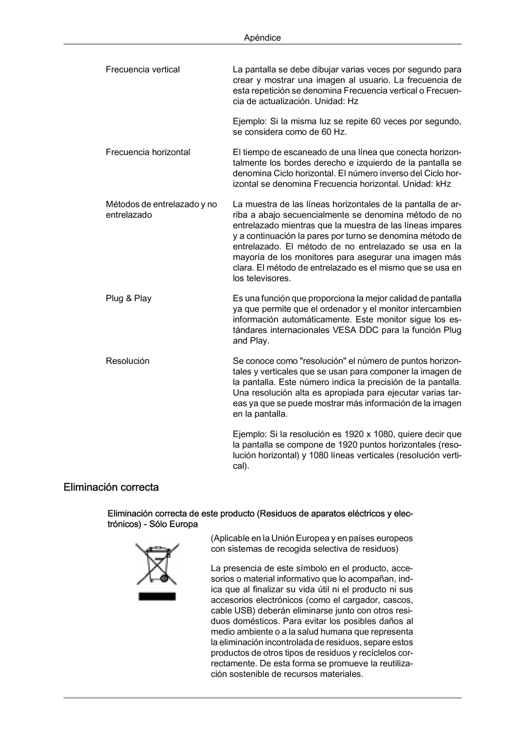 Samsung LH46BLTQWC/EN manual Eliminación correcta 