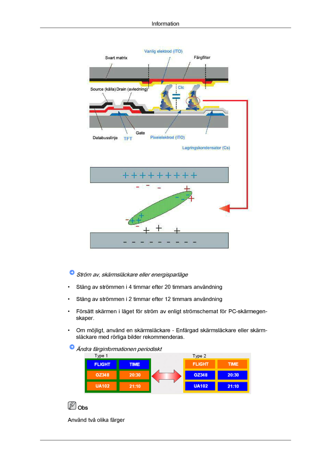 Samsung LH40BVPLSF/EN, LH46BVPLBF/EN, LH40BVTLBC/EN, LH40BVPLBF/EN, LH46BVTLBC/EN manual Ändra färginformationen periodiskt 