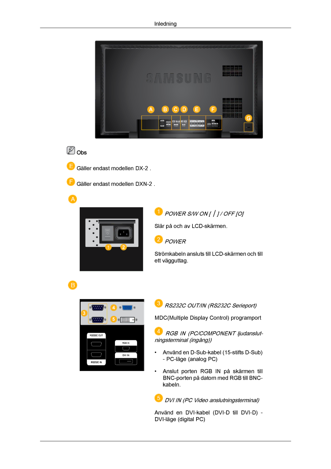 Samsung LH40BVTLBC/EN, LH46BVPLBF/EN, LH40BVPLBF/EN, LH46BVTLBC/EN, LH40BVPLSF/EN, LH46BVPLSF/EN manual Power 