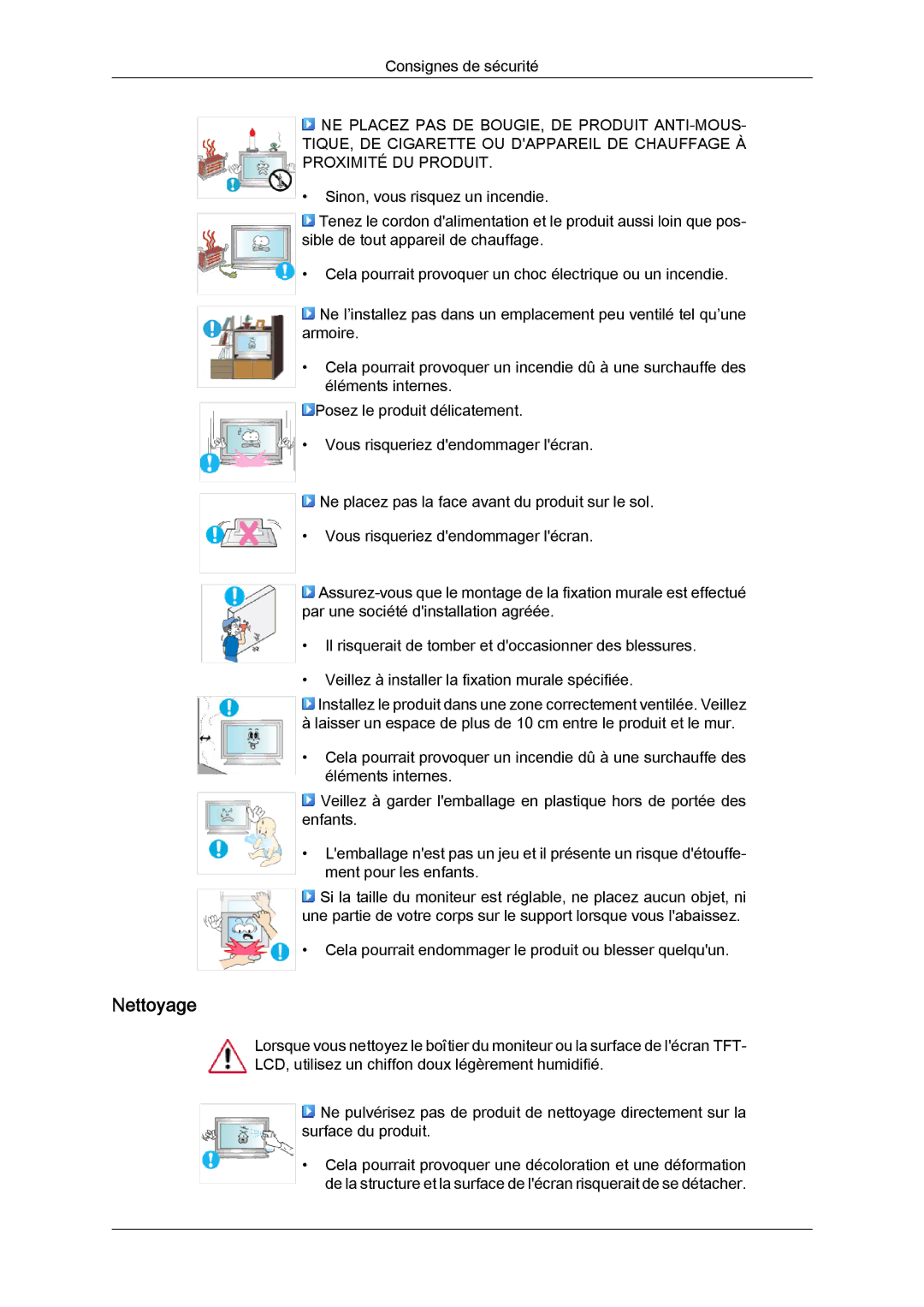 Samsung LH46BVPLBF/EN, LH40BVTLBC/EN, LH40BVPLBF/EN, LH46BVTLBC/EN manual Nettoyage 