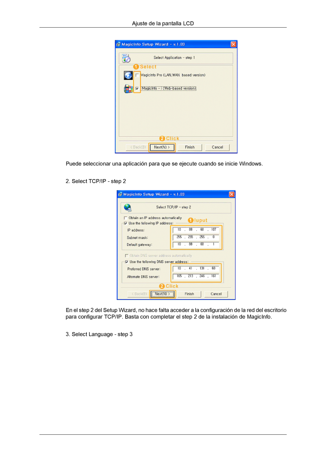 Samsung LH46BVPLBF/EN, LH40BVTLBC/EN, LH40BVPLBF/EN, LH46BVTLBC/EN manual Select Language step 