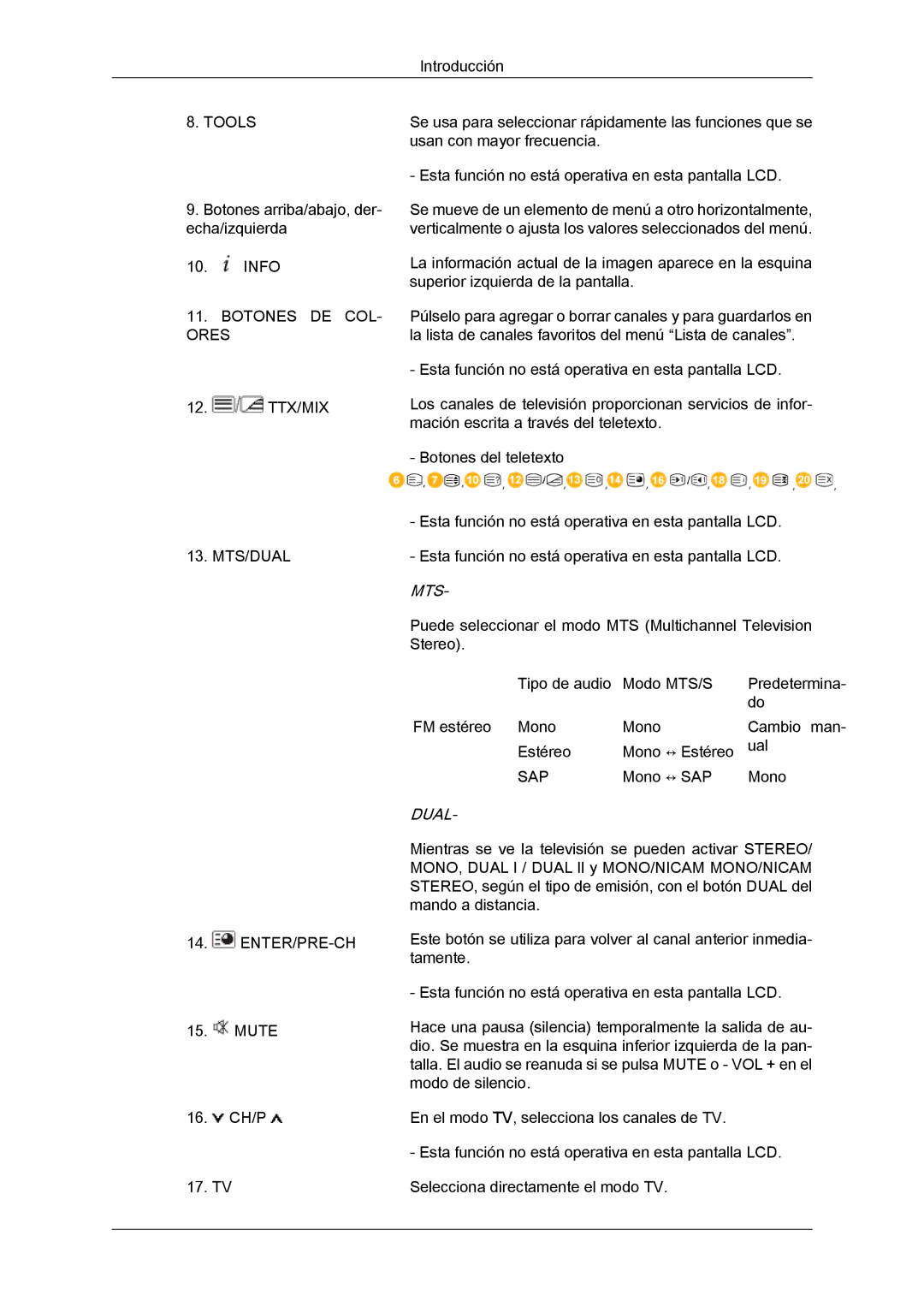 Samsung LH46BVTLBC/EN, LH46BVPLBF/EN, LH40BVTLBC/EN, LH40BVPLBF/EN manual Mts 