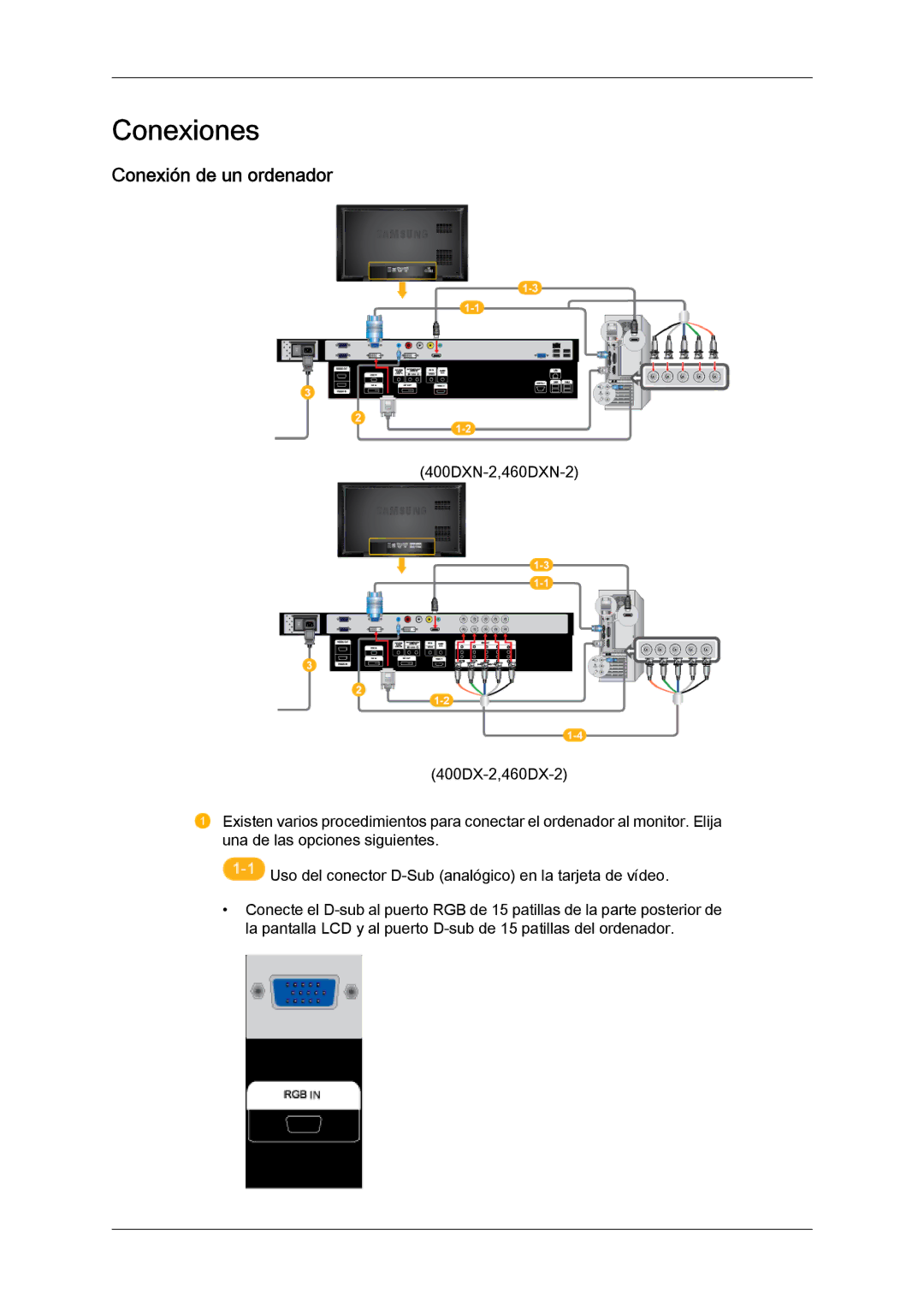 Samsung LH40BVTLBC/EN, LH46BVPLBF/EN, LH40BVPLBF/EN, LH46BVTLBC/EN manual Conexiones, Conexión de un ordenador 