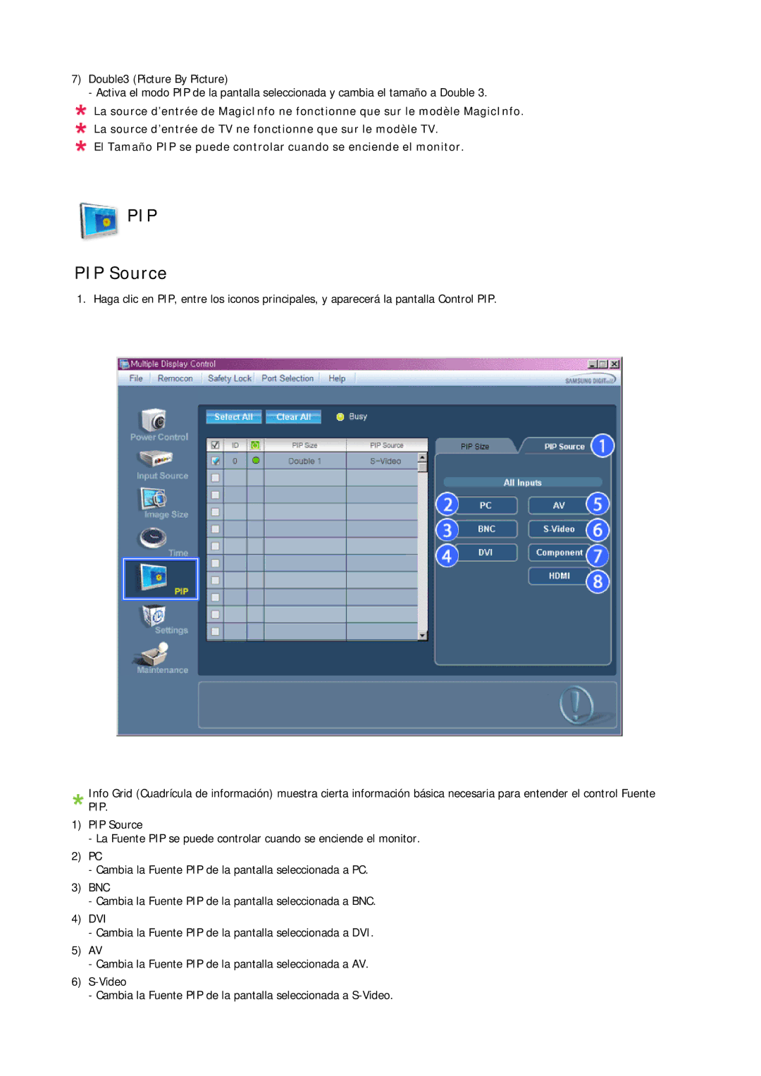 Samsung LH46BVTLBC/EN, LH46BVPLBF/EN, LH40BVTLBC/EN, LH40BVPLBF/EN manual PIP Source 