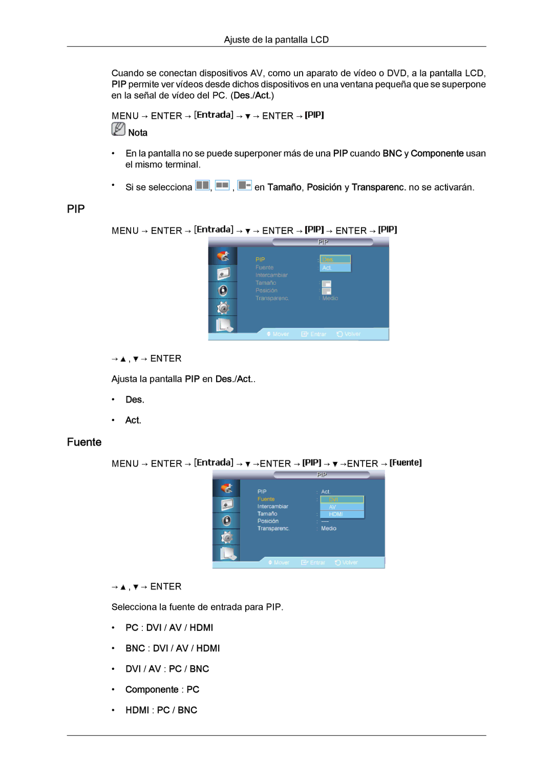 Samsung LH46BVTLBC/EN, LH46BVPLBF/EN, LH40BVTLBC/EN, LH40BVPLBF/EN manual Fuente, Des Act 