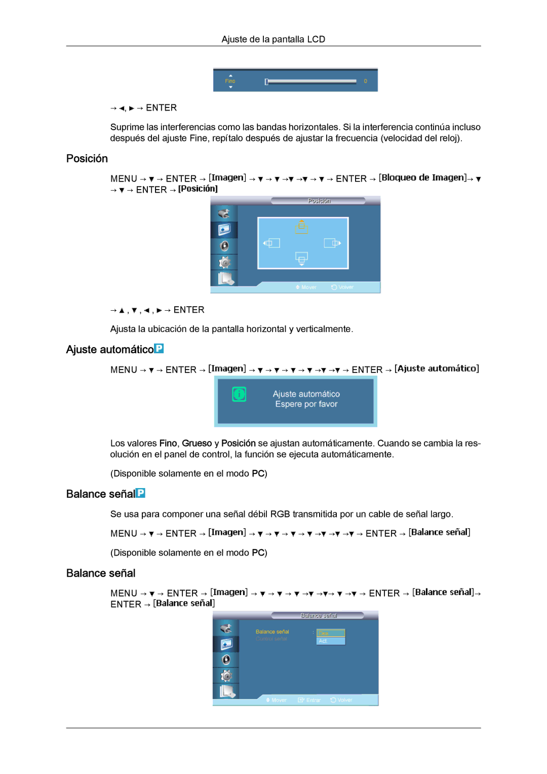 Samsung LH40BVPLBF/EN, LH46BVPLBF/EN, LH40BVTLBC/EN, LH46BVTLBC/EN manual Ajuste automático, Balance señal 