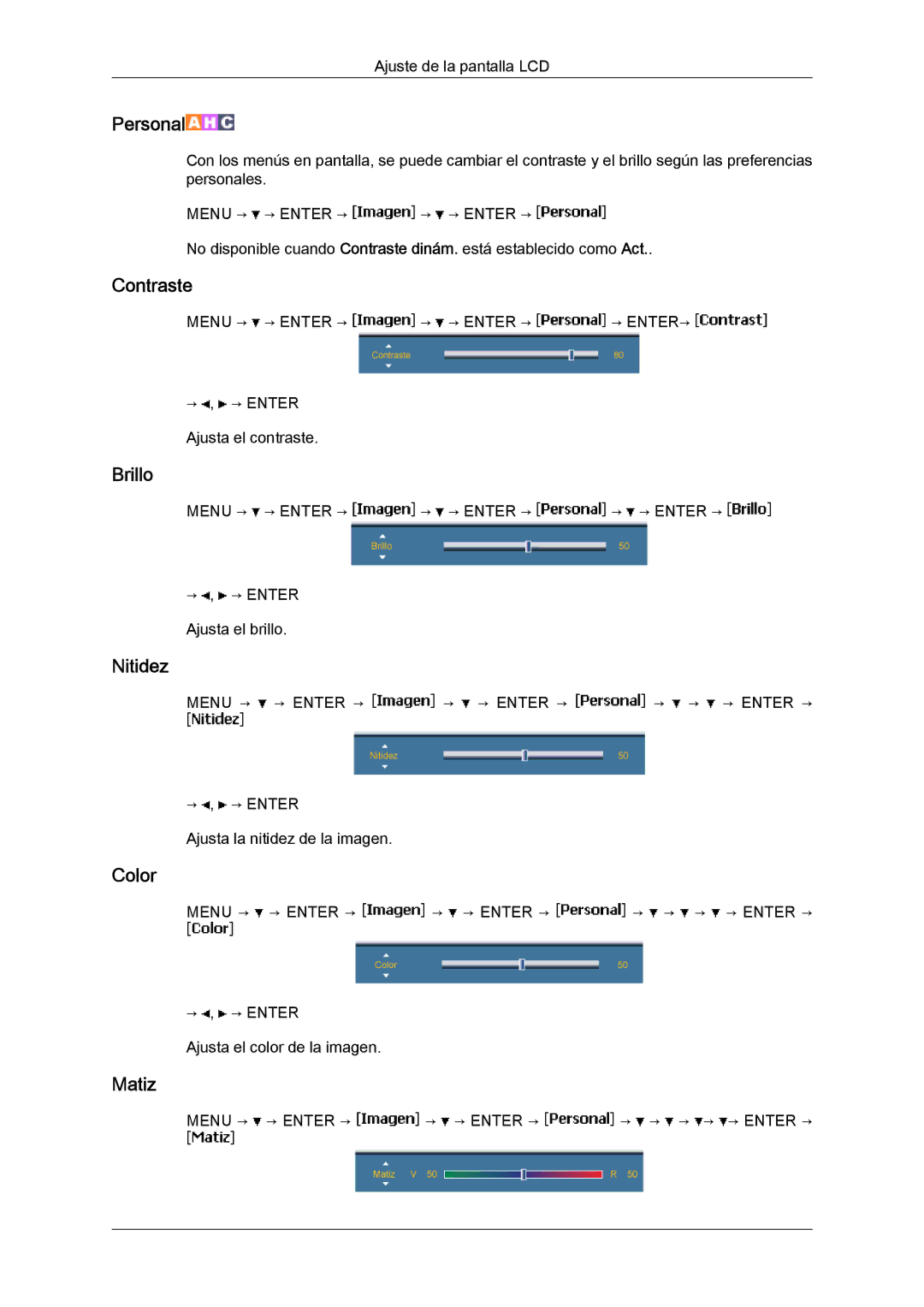 Samsung LH46BVPLBF/EN, LH40BVTLBC/EN, LH40BVPLBF/EN, LH46BVTLBC/EN manual Color, Matiz 