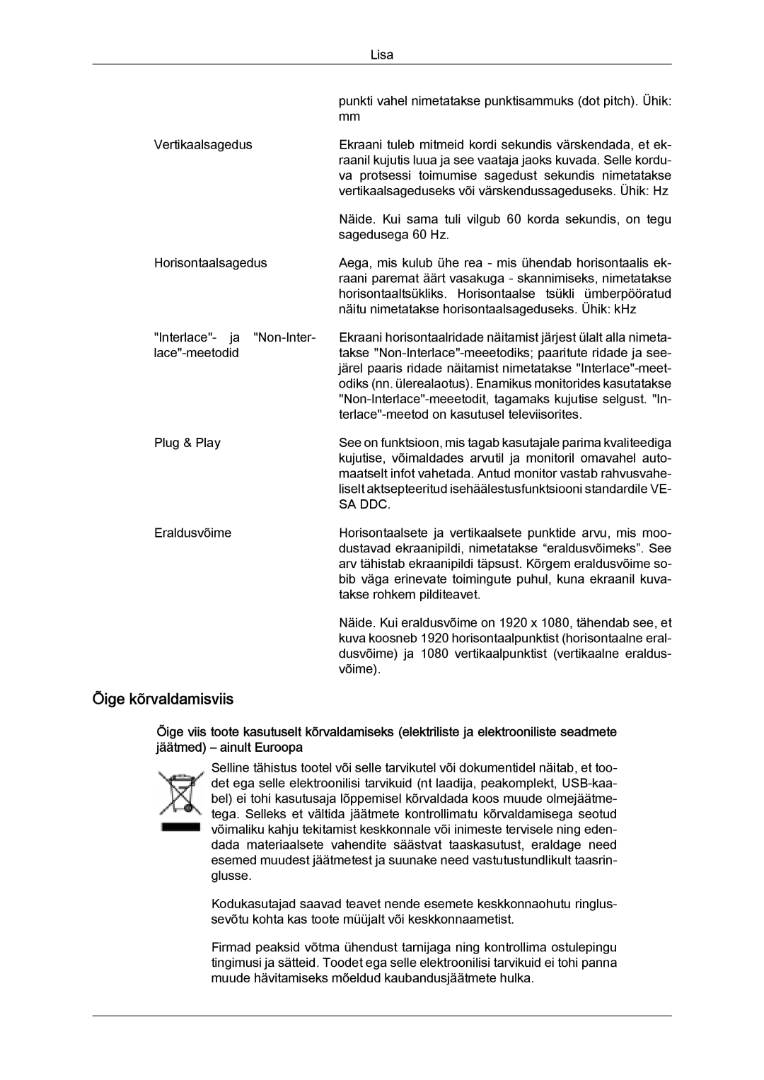 Samsung LH40BVTLBC/EN, LH46BVPLBF/EN manual Õige kõrvaldamisviis, Sa Ddc 