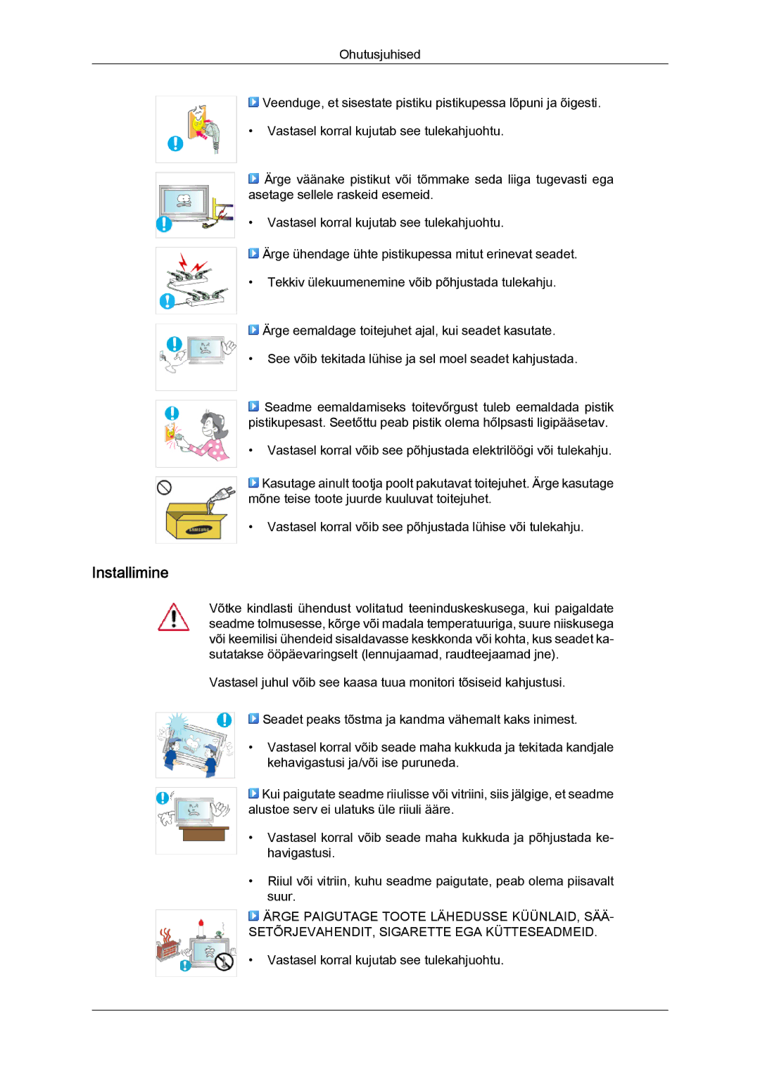 Samsung LH40BVTLBC/EN, LH46BVPLBF/EN manual Installimine 