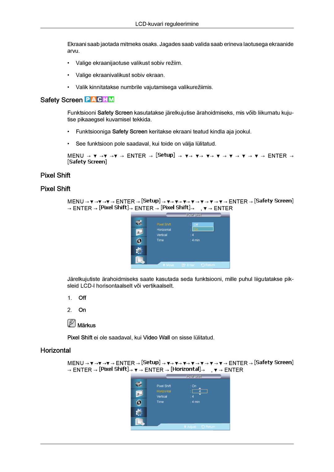 Samsung LH46BVPLBF/EN, LH40BVTLBC/EN manual Safety Screen, Pixel Shift 