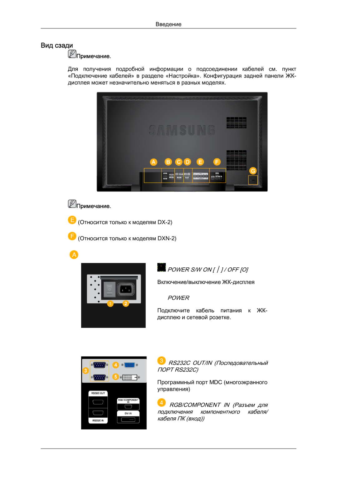 Samsung LH46BVPLBF/EN, LH40BVTLBC/EN manual Вид сзади, Power 