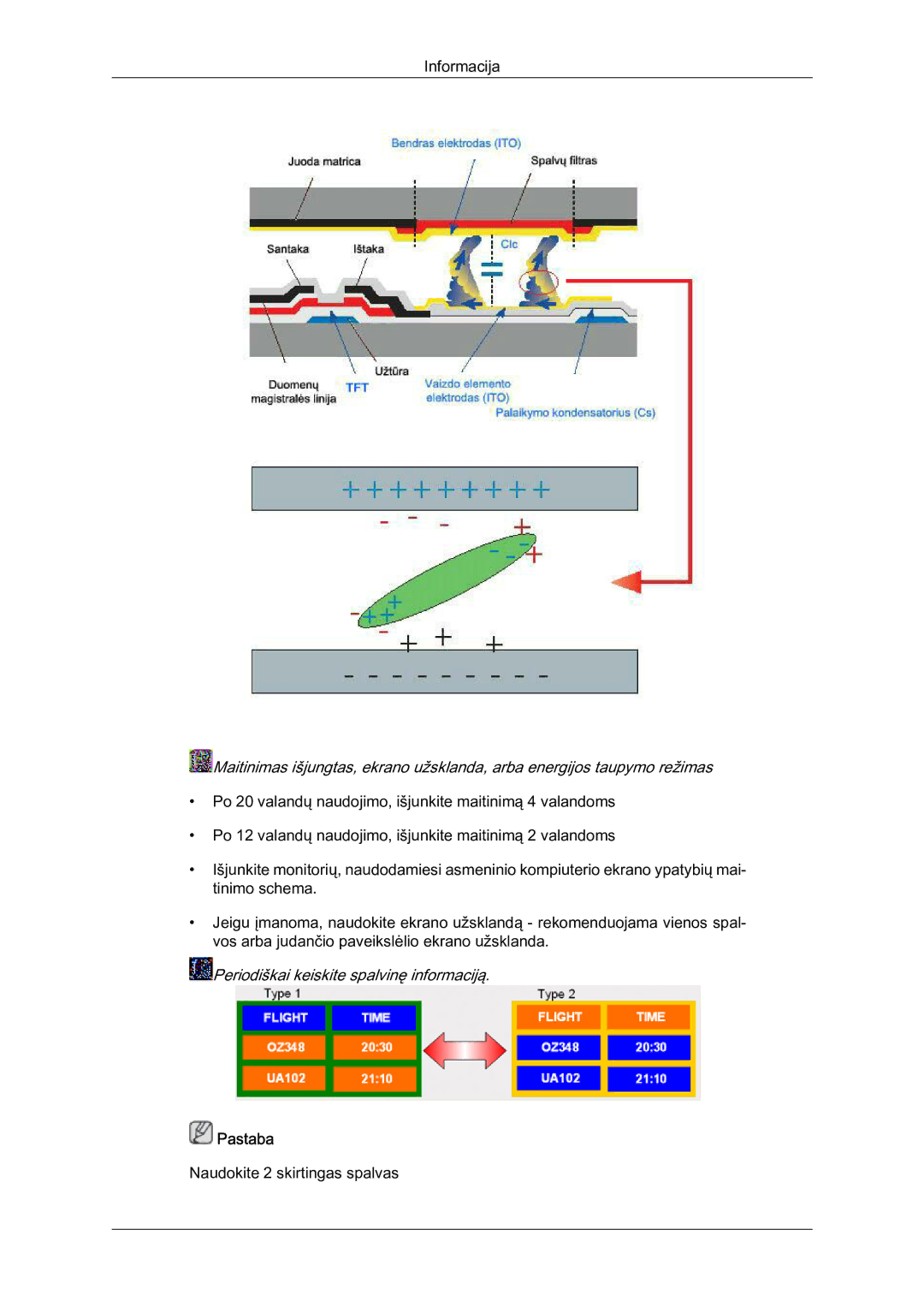 Samsung LH40BVTLBC/EN, LH46BVPLBF/EN manual Periodiškai keiskite spalvinę informaciją 