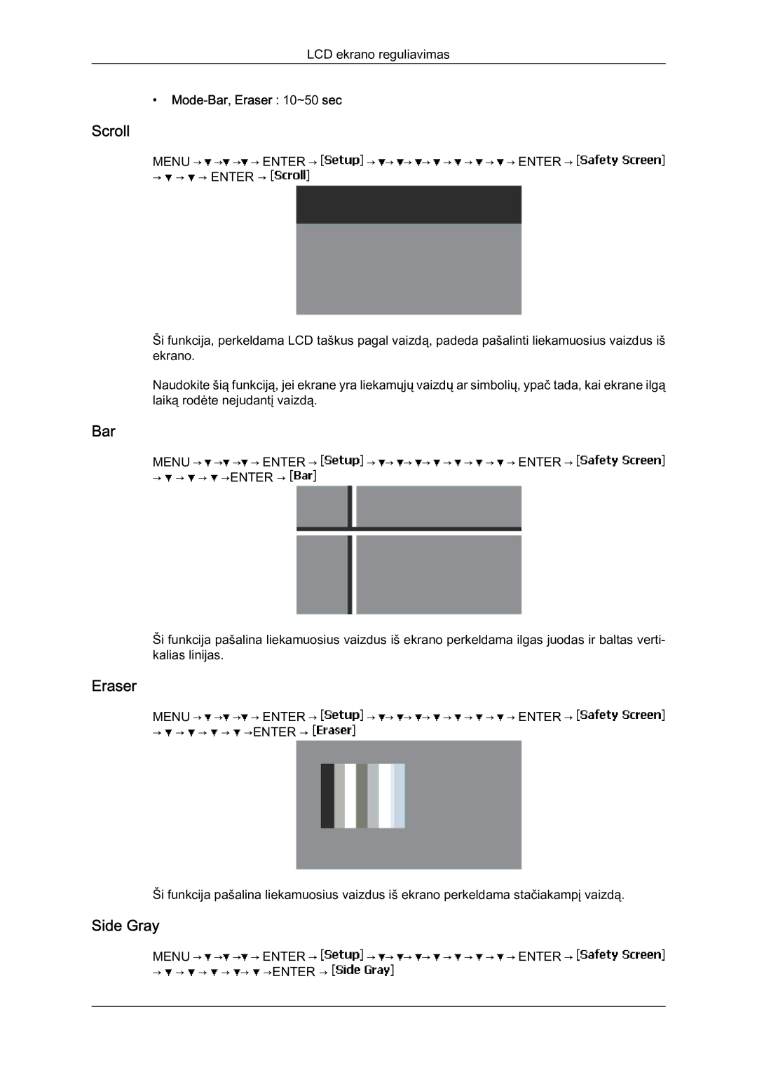 Samsung LH40BVTLBC/EN, LH46BVPLBF/EN manual Scroll, Side Gray, Mode‐Bar, Eraser 10~50 sec 