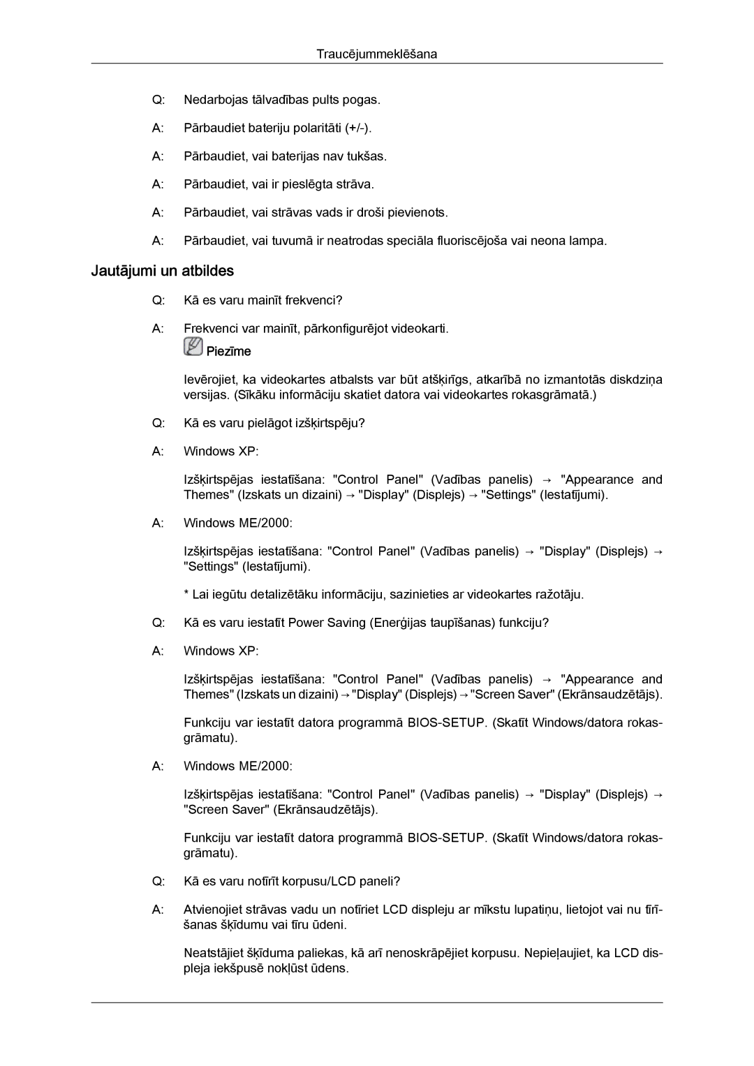 Samsung LH40BVTLBC/EN, LH46BVPLBF/EN manual Jautājumi un atbildes 