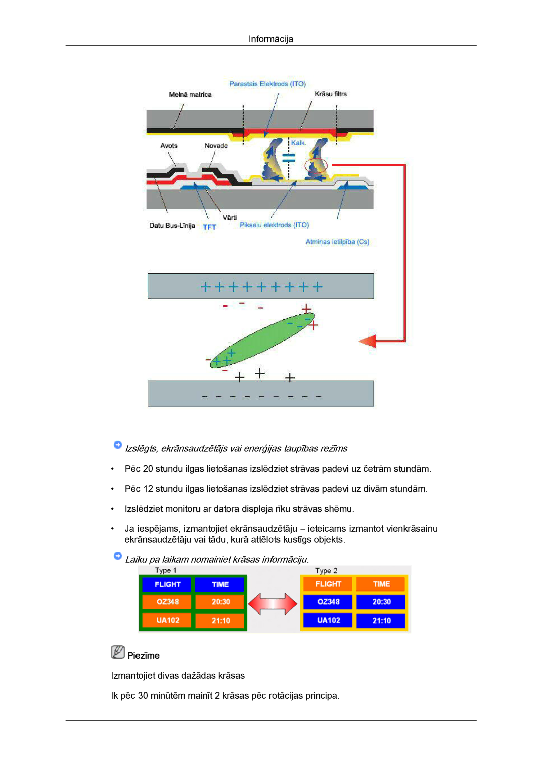 Samsung LH40BVTLBC/EN, LH46BVPLBF/EN manual Laiku pa laikam nomainiet krāsas informāciju 