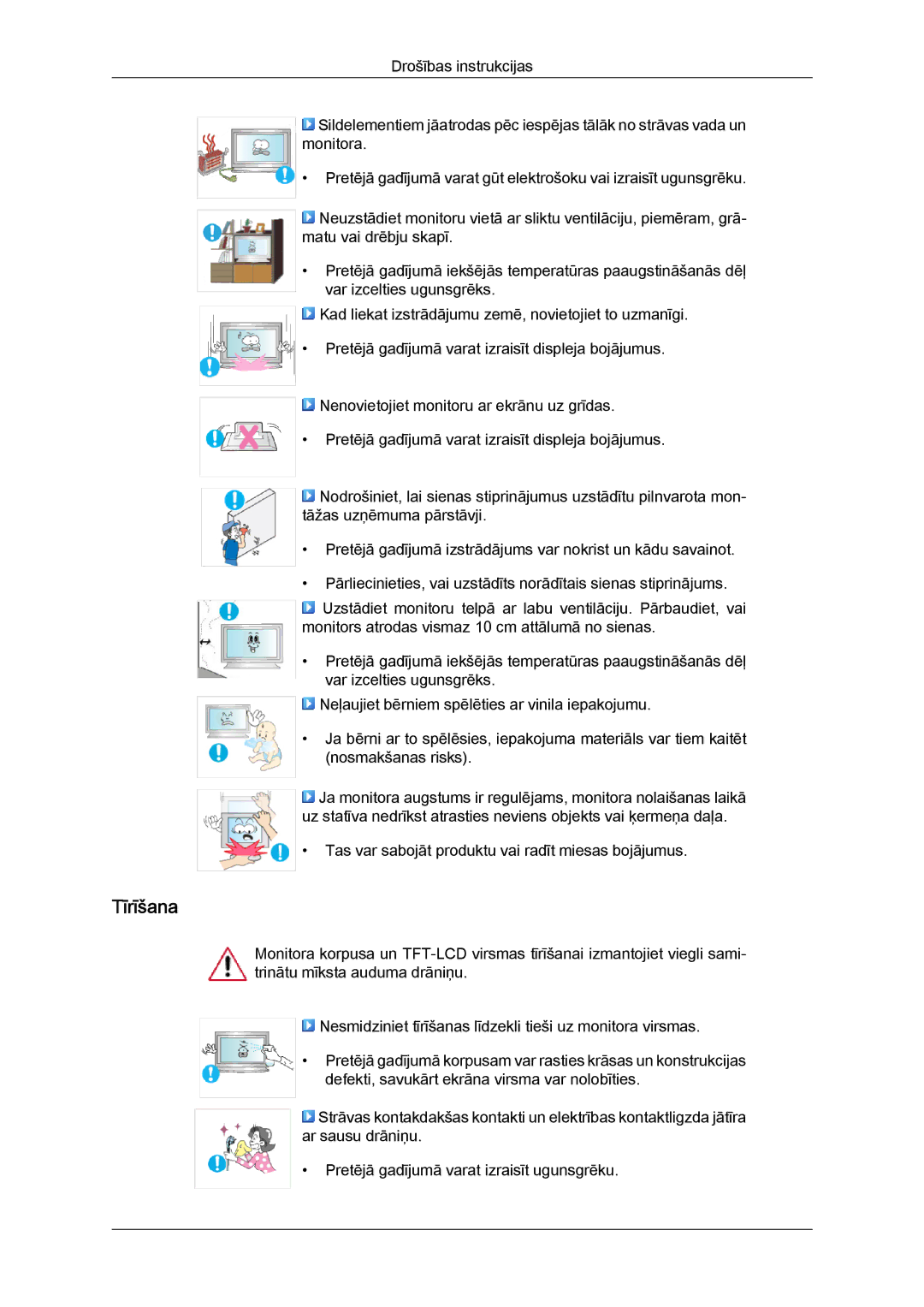 Samsung LH46BVPLBF/EN, LH40BVTLBC/EN manual Tīrīšana 