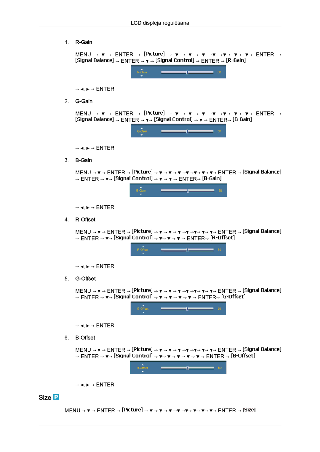 Samsung LH46BVPLBF/EN, LH40BVTLBC/EN manual ‐Gain, ‐Offset 