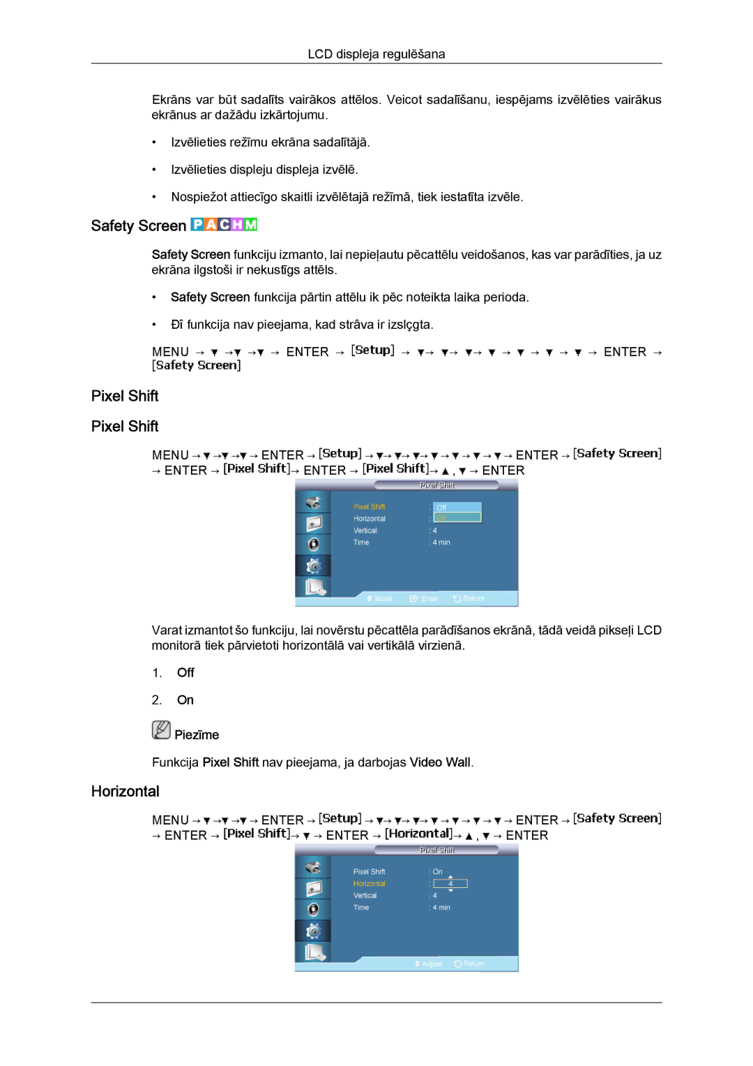 Samsung LH46BVPLBF/EN, LH40BVTLBC/EN manual Safety Screen, Pixel Shift 