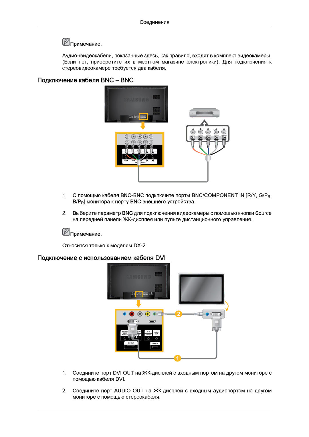 Samsung LH46BVPLBF/EN, LH40BVTLBC/EN manual Подключение кабеля BNC BNC, Подключение с использованием кабеля DVI 