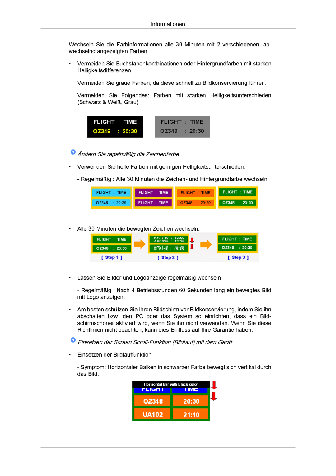 Samsung LH40BVTLBC/EN, LH46BVTMBC/EN, LH46BVPLBF/EN, LH40BVPLBF/EN, LH46BVTLBC/EN manual Ändern Sie regelmäßig die Zeichenfarbe 