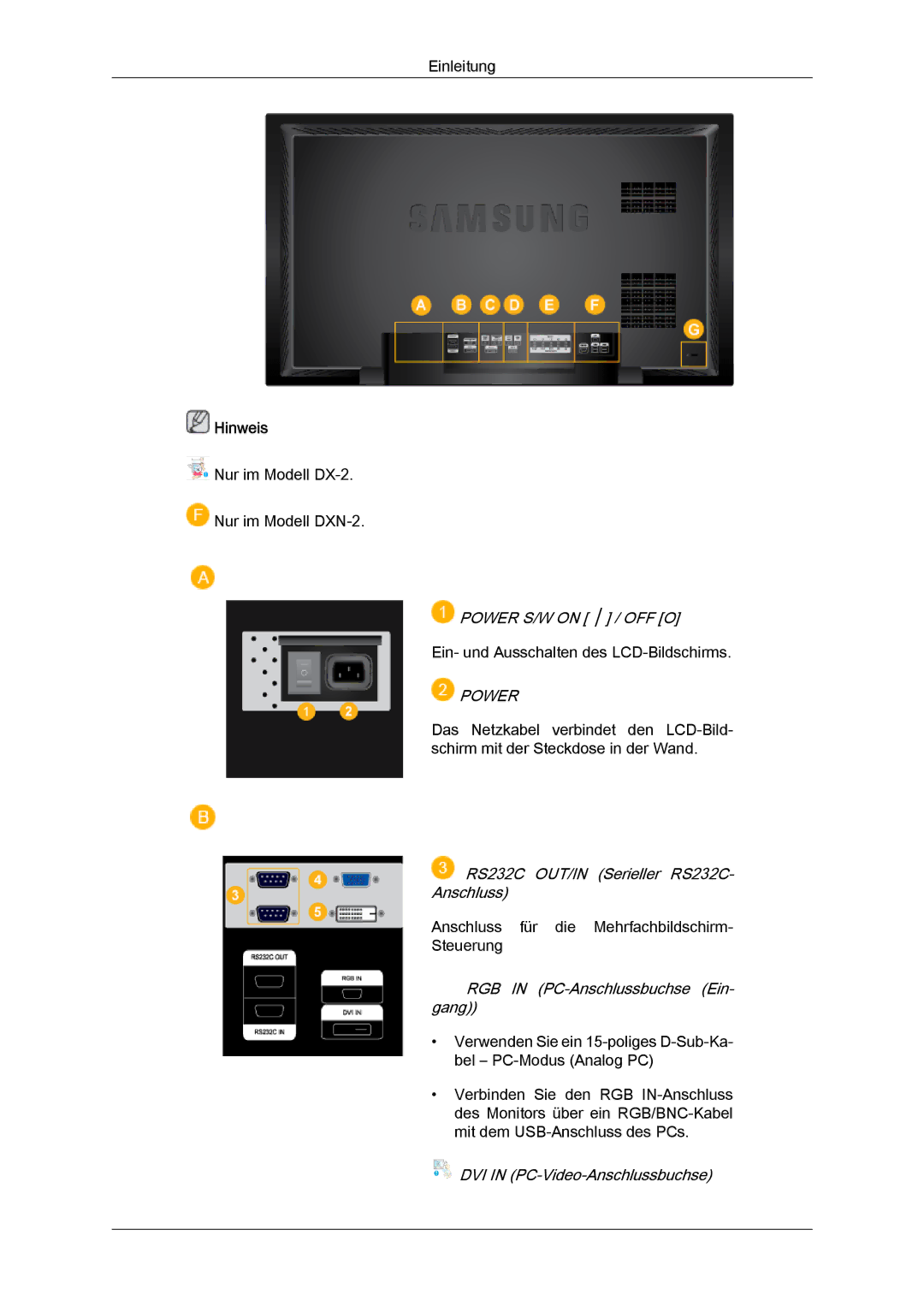 Samsung LH46BVTLBC/EN, LH46BVTMBC/EN, LH46BVPLBF/EN, LH40BVTLBC/EN, LH40BVPLBF/EN manual Power 