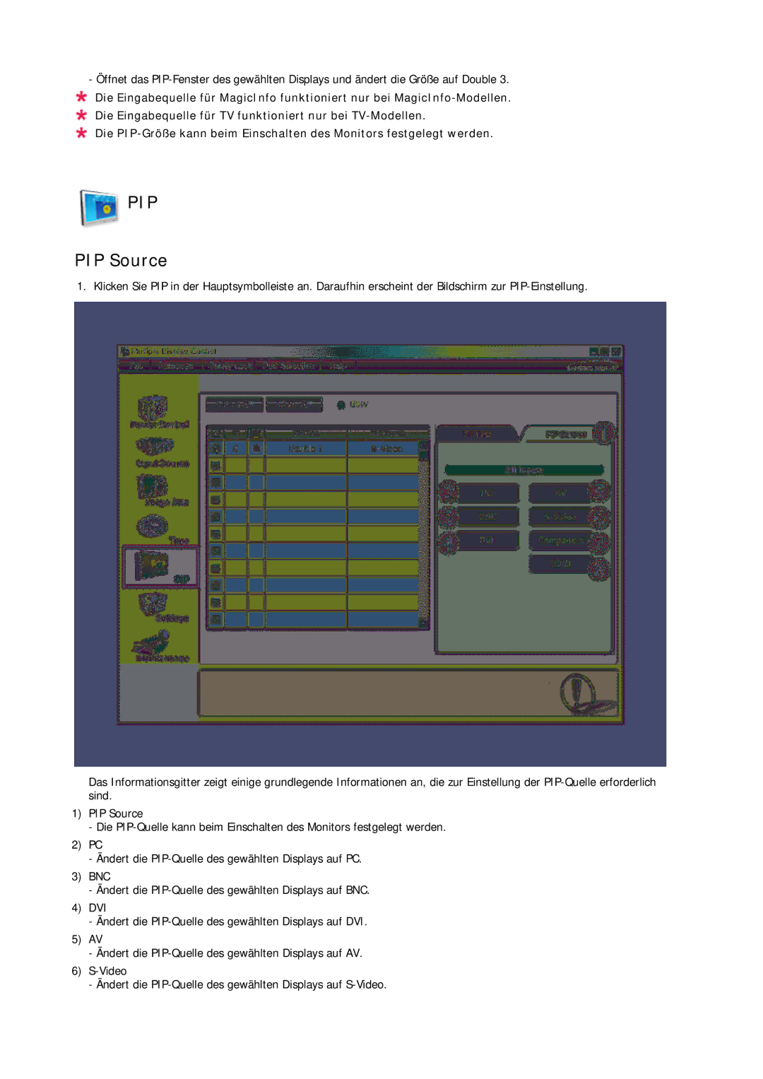 Samsung LH40BVTLBC/EN, LH46BVTMBC/EN, LH46BVPLBF/EN, LH40BVPLBF/EN, LH46BVTLBC/EN manual PIP Source 