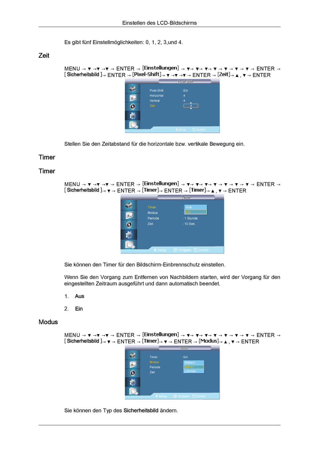 Samsung LH46BVTLBC/EN, LH46BVTMBC/EN, LH46BVPLBF/EN, LH40BVTLBC/EN, LH40BVPLBF/EN manual Zeit, Timer 