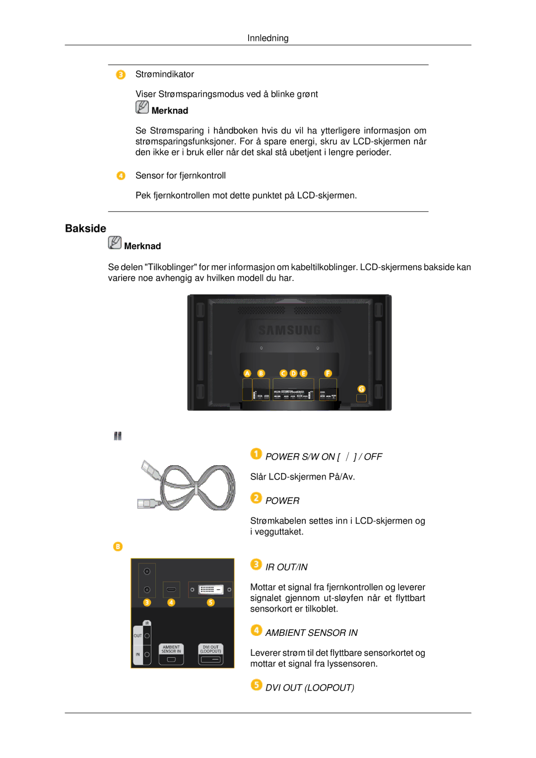 Samsung LH46CBQLBB/EN, LH46CBULBB/EN, LH46CKPLBB/EN, LH46CKTLBB/EN, LH46CBSLBB/EN, LH46CKQLBB/EN manual Bakside, Ir Out/In 