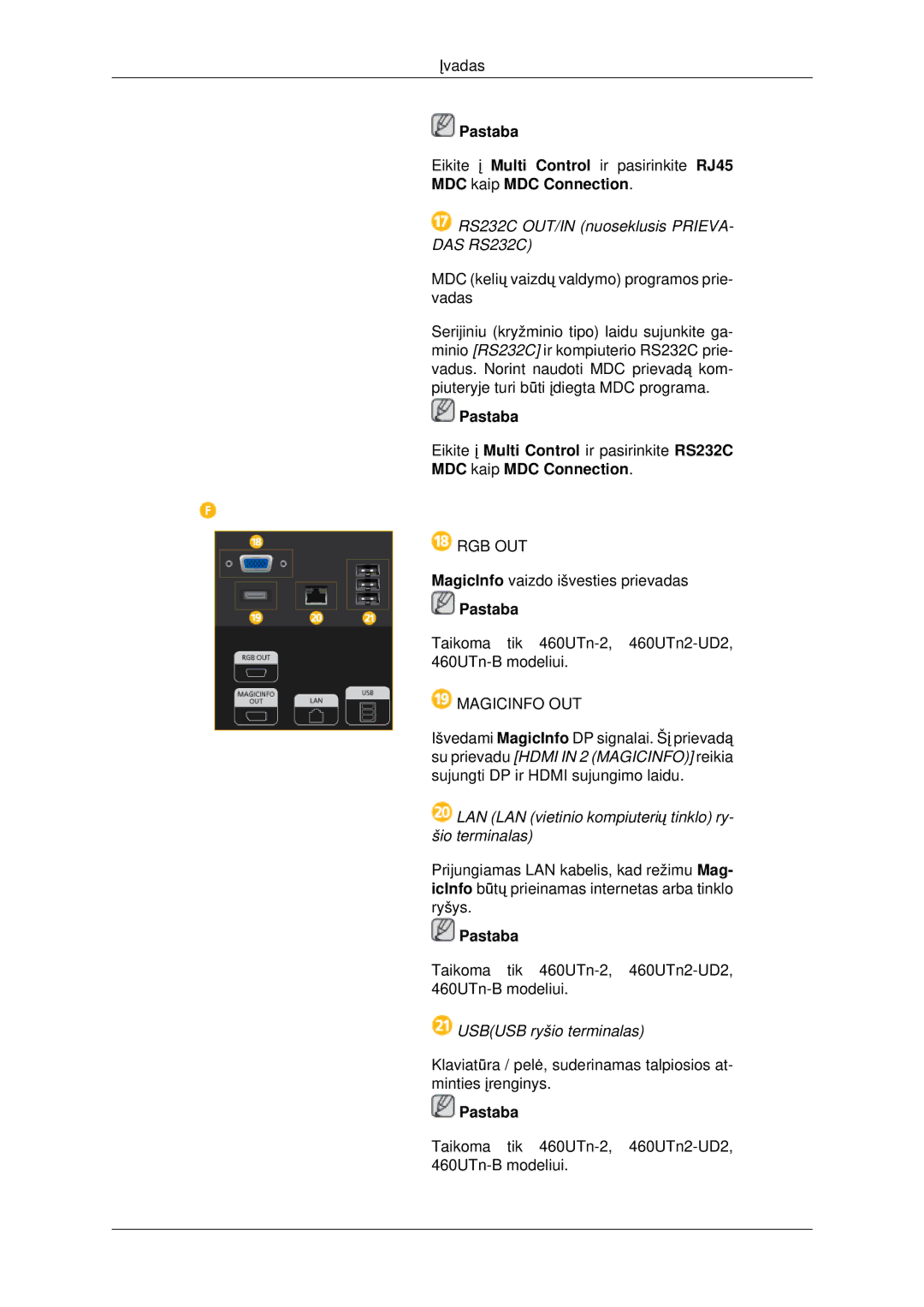 Samsung LH46CBQLBB/EN, LH46CKTLBB/EN manual Usbusb ryšio terminalas 