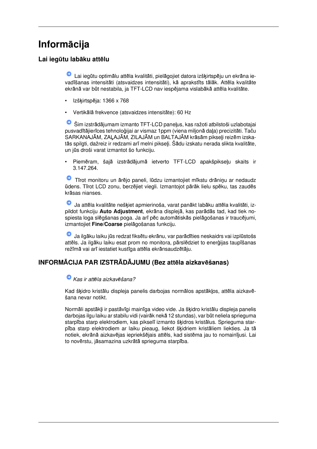 Samsung LH46CKTLBB/EN, LH46CBQLBB/EN manual Lai iegūtu labāku attēlu, Informācija PAR Izstrādājumu Bez attēla aizkavēšanas 