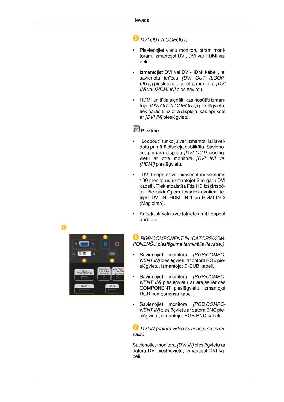 Samsung LH46CBQLBB/EN, LH46CKTLBB/EN manual DVI OUT Loopout 