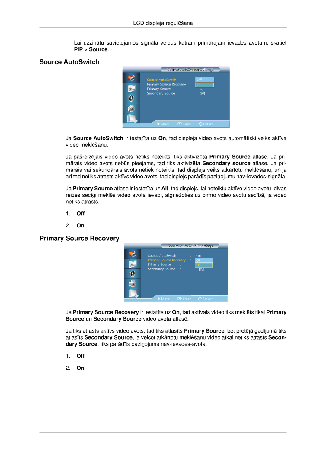 Samsung LH46CKTLBB/EN, LH46CBQLBB/EN manual Source AutoSwitch, Primary Source Recovery 