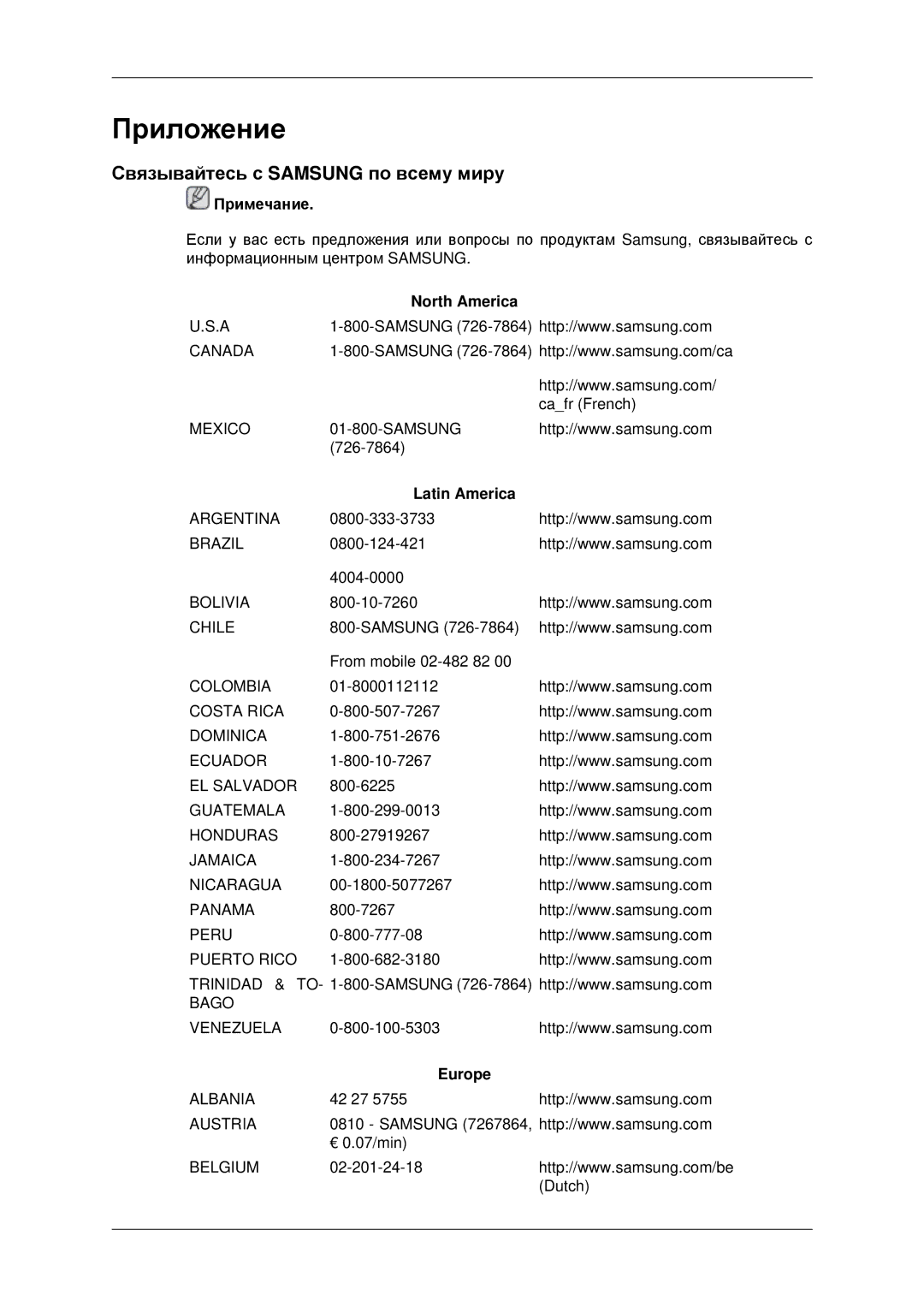 Samsung LH46CKTLBB/EN, LH46CBQLBB/EN manual Связывайтесь с Samsung по всему миру, North America, Latin America, Europe 