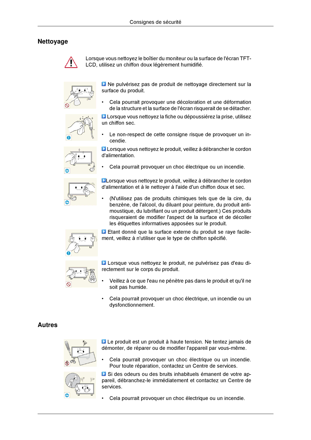 Samsung LH46CKULBB/EN, LH46CBTLBB/EN, LH46CBQLBB/EN, LH46CBULBB/EN, LH46CKPLBB/EN, LH46CBPLBB/EN manual Nettoyage, Autres 