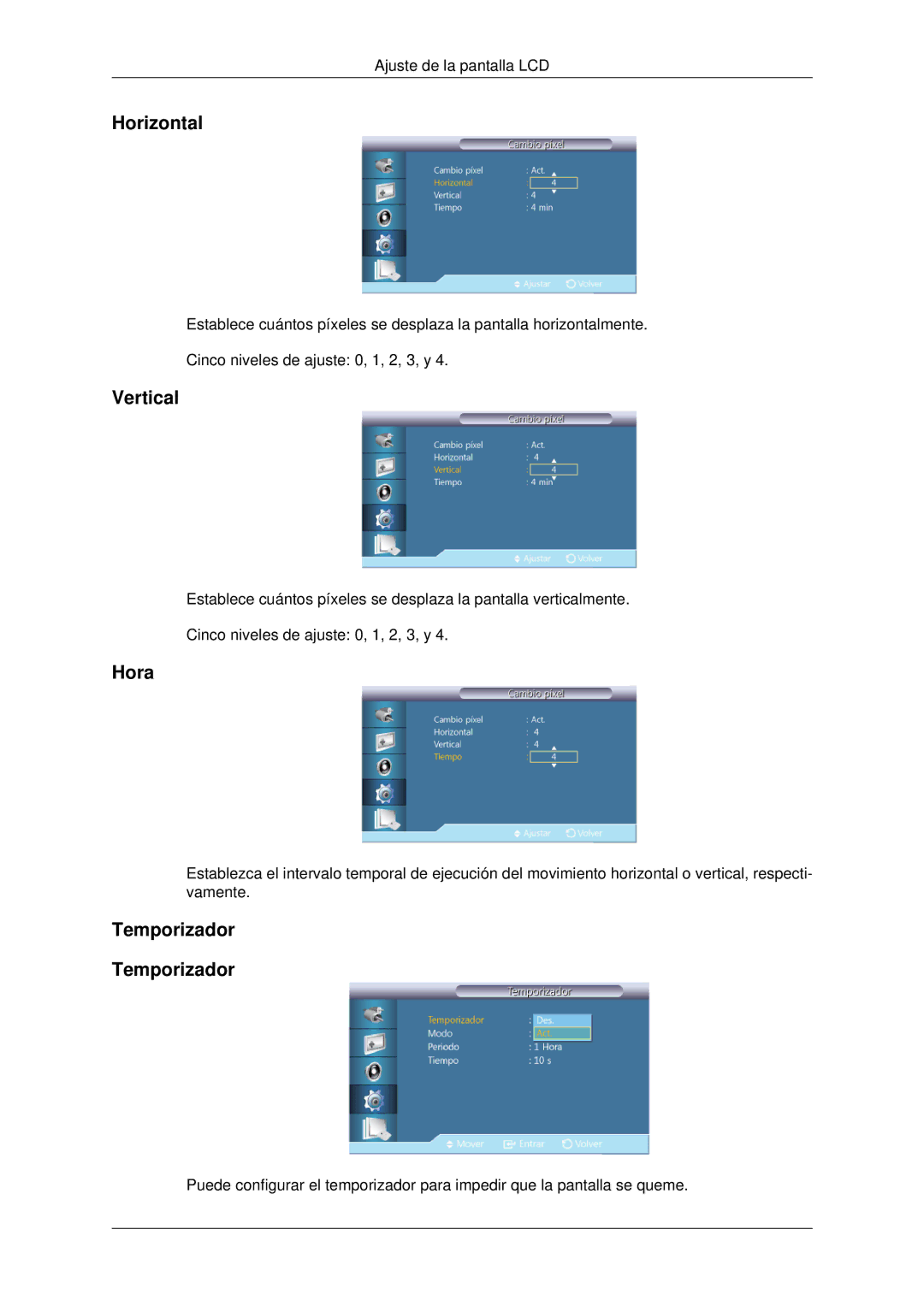 Samsung LH46CKULBB/EN, LH46CBTLBB/EN, LH46CBQLBB/EN, LH46CBULBB/EN, LH46CKPLBB/EN, LH46CBPLBB/EN manual Hora, Temporizador 