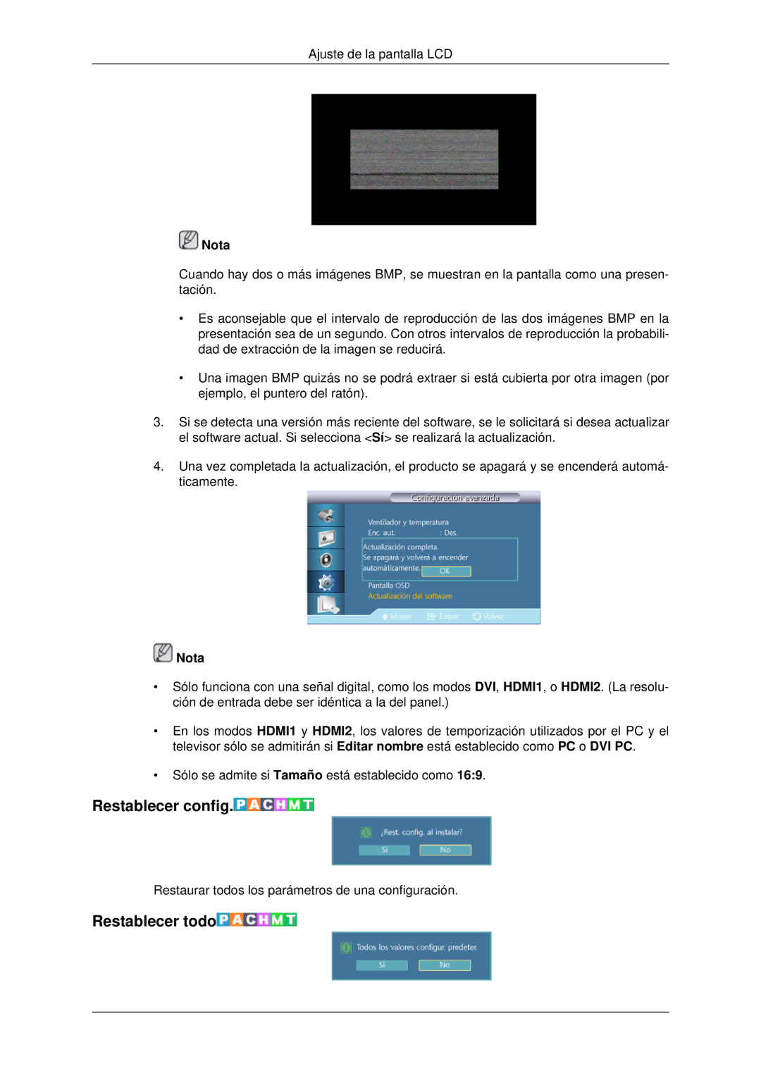 Samsung LH46CBPLBB/EN, LH46CBTLBB/EN, LH46CBQLBB/EN, LH46CBULBB/EN, LH46CKPLBB/EN manual Restablecer config, Restablecer todo 