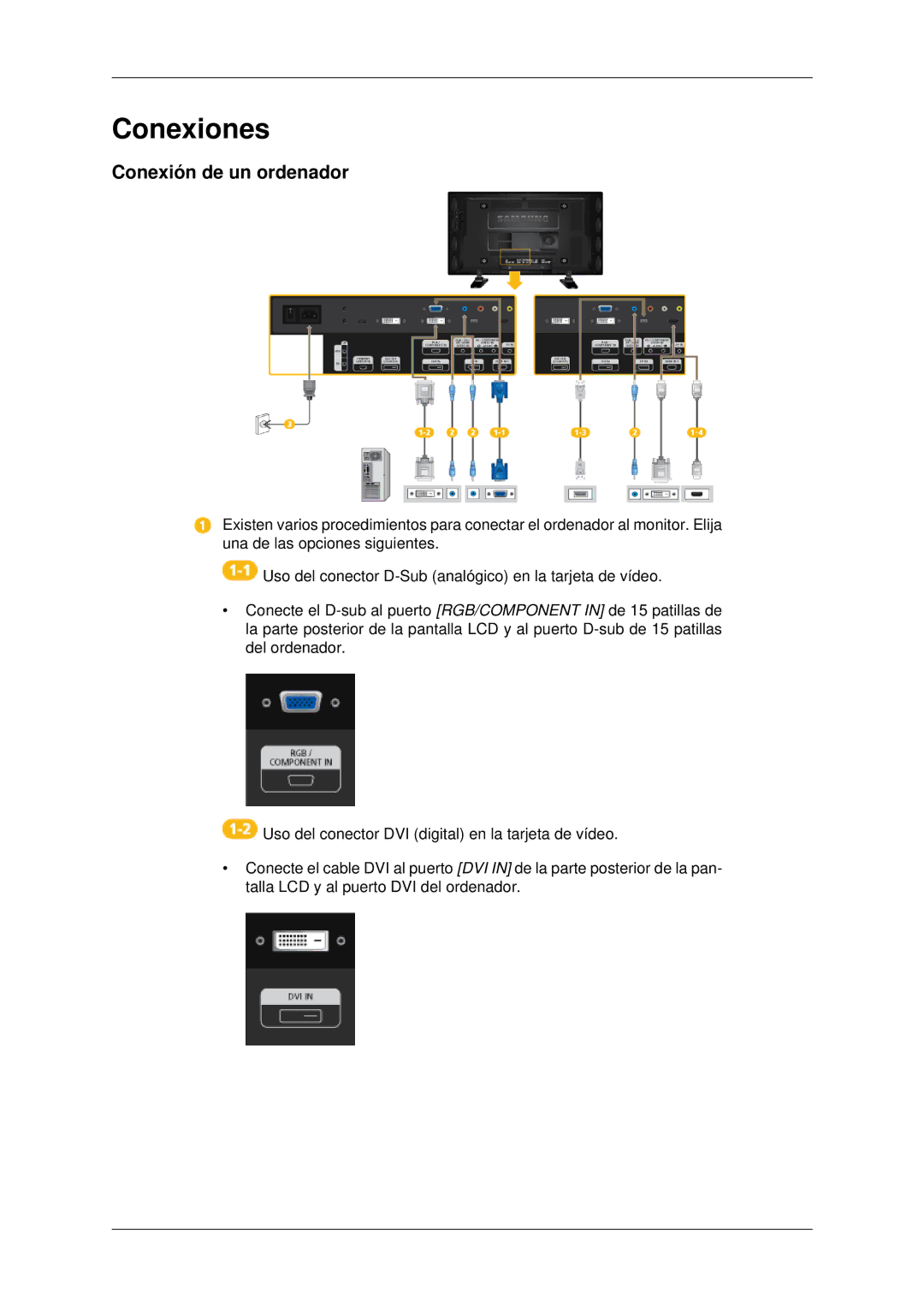 Samsung LH46CKQLBB/EN, LH46CBTLBB/EN, LH46CBQLBB/EN, LH46CBULBB/EN, LH46CKPLBB/EN manual Conexiones, Conexión de un ordenador 