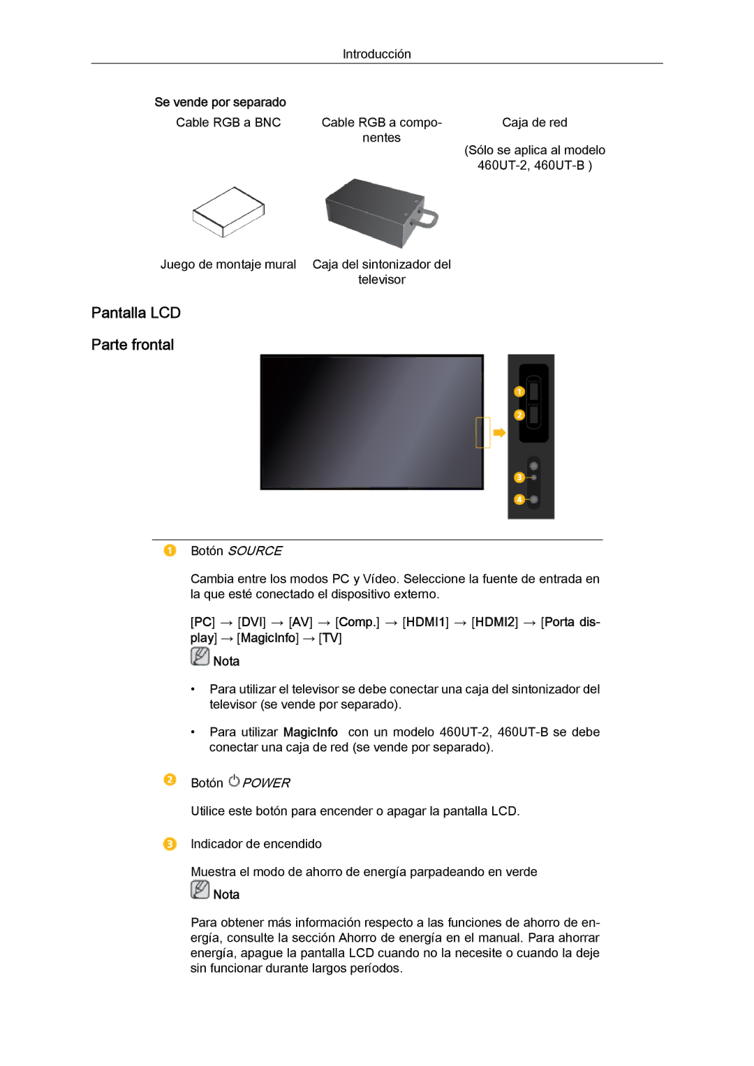 Samsung LH46CBPLBB/EN, LH46CBTLBB/EN, LH46CBQLBB/EN, LH46CBULBB/EN, LH46CKPLBB/EN, LH46MVQLBB/EN Pantalla LCD Parte frontal 