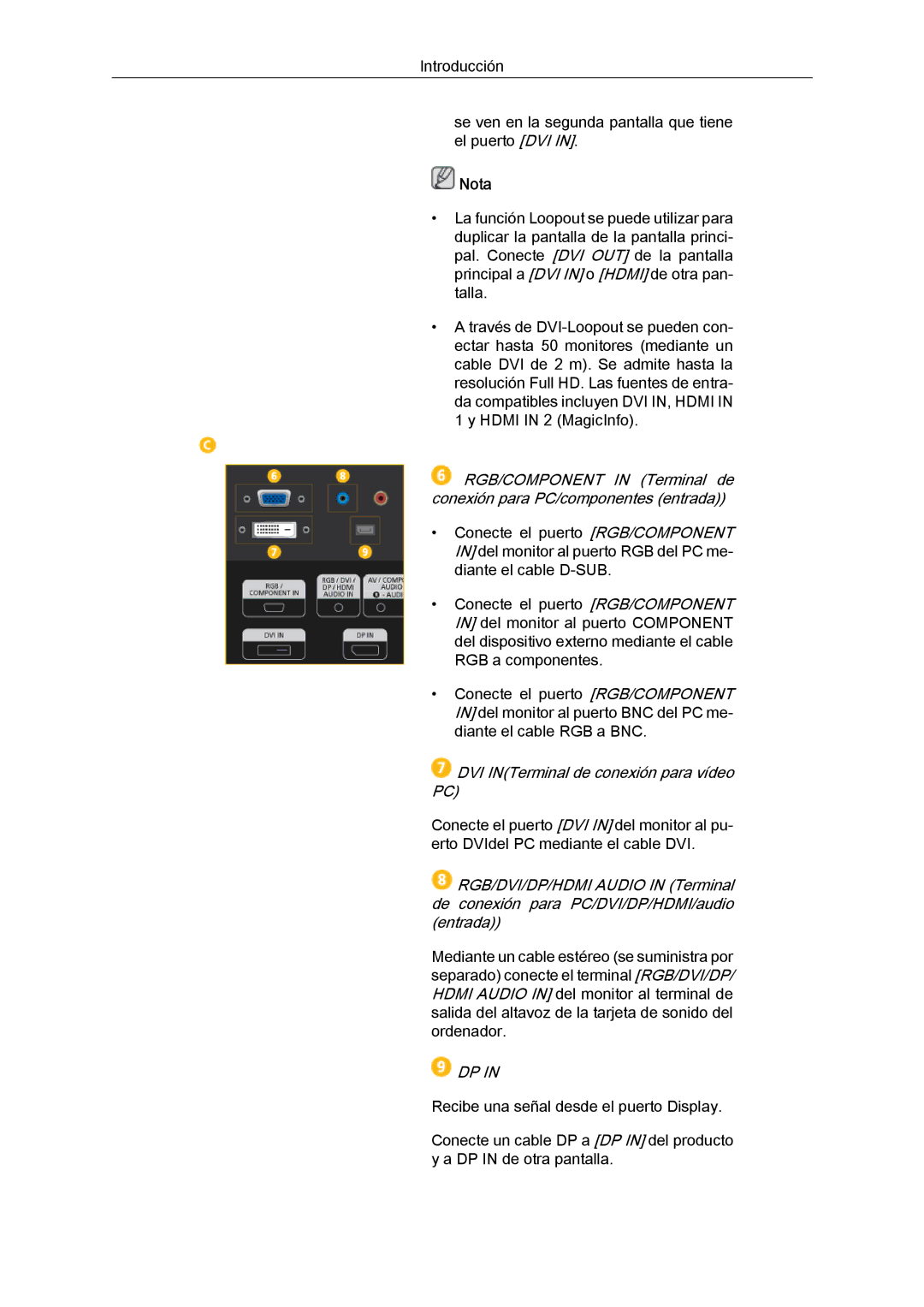 Samsung LH46CKULBB/EN, LH46CBTLBB/EN, LH46CBQLBB/EN, LH46CBULBB/EN, LH46CKPLBB/EN DVI INTerminal de conexión para vídeo PC 