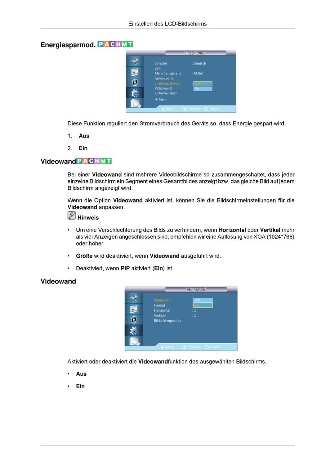 Samsung LH46CKTLBB/EN, LH46CBTLBB/EN, LH46CBQLBB/EN, LH46CKPLBB/EN, LH46CBPLBB/EN, LH46CKULBB/EN Energiesparmod, Videowand 